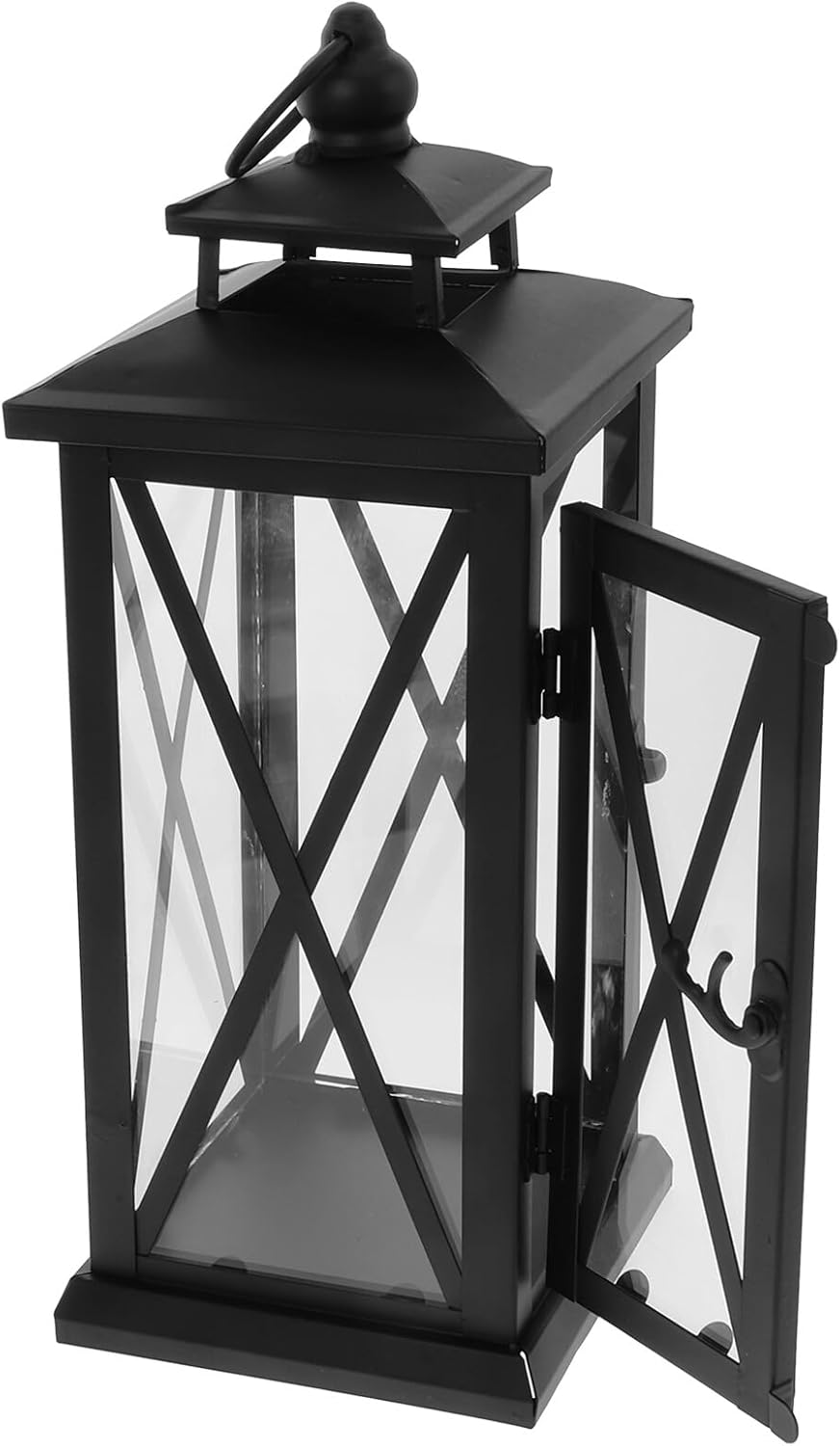 Vintage Iron Candle Holder Hurricane Lantern Black Small Storm Lantern Candlestick for Home Decor Wedding Party Outdoor Decoration