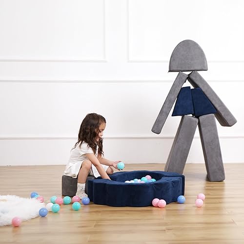 Miniatura 11 de Sofá de juegos para niños, 10 unidades, sofá seccional de espuma de alta densidad, muebles para dormitorio de niñas y niños (rosa)