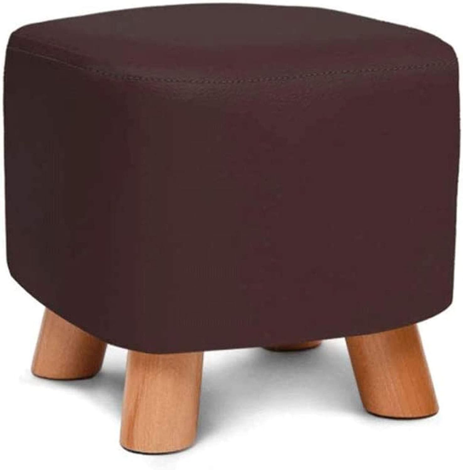 Generic Foot Stool Sofa Stool, Solid Wood Shoes Bench Home Pu Leather Stool Hall Change Shoe Bench Small Footstool 28X28X25Cm,Practicalniture/Black