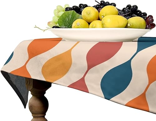 Miniatura 780 de Mantel floral hippie, diseño retro de los años 70, naranja, rosa, azul, floral, bohemio, estampado estético de margaritas, para fiesta, picnic