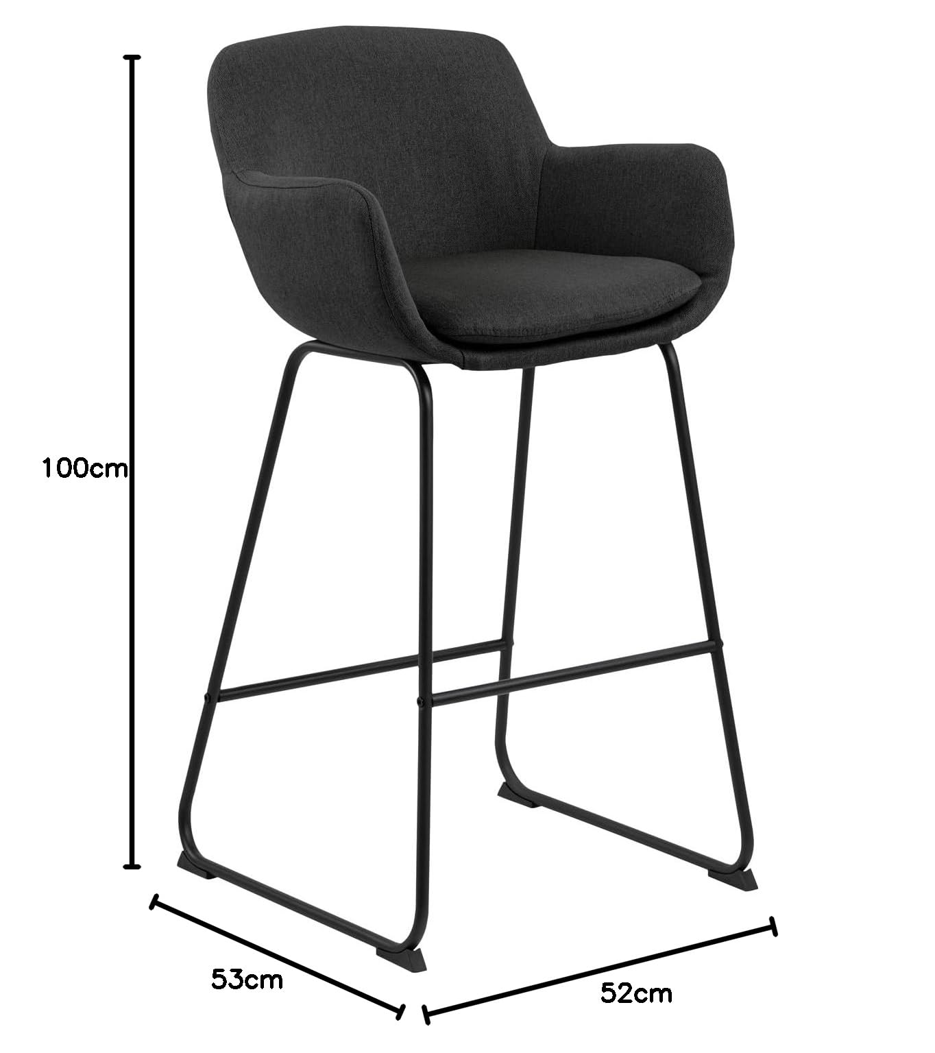 AC Design Furniture Lis Barhocker, dunkelgrau, Metall, B: 52 x H: 100 x T: 53 cm, 2 Stück