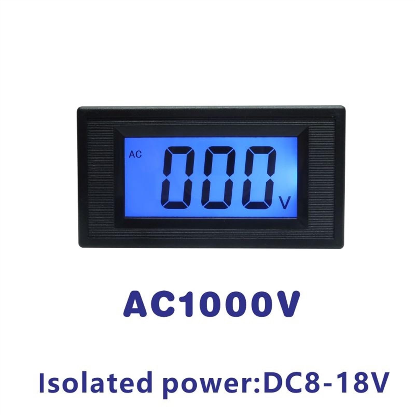 Voltímetro de aislamiento AC 1000V fuente de alimentación DC8-18V AC1000V medidor de panel de voltaje medidor de voltaje probador de voltaje pantalla LED retroiluminada azul