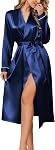 Ekouaer Silk Robes for Women Shawl Collar Satin Bathrobe Long Bride Wedding Party Robe Lightweight Sexy Sleepwear S-XXL