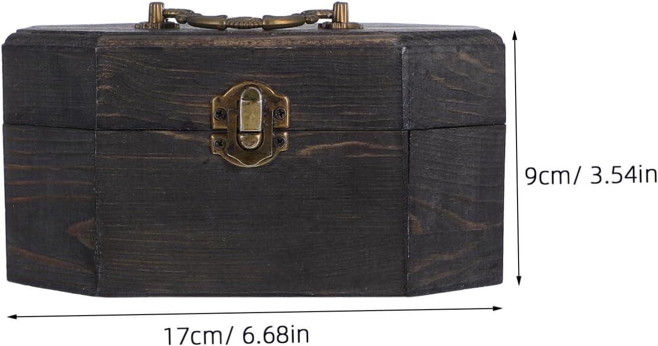 STOBAZA Antique Jewelry Organizer Box Portable Wooden Desktop Chest Cosmetics Storage Tea Trinkets Holder