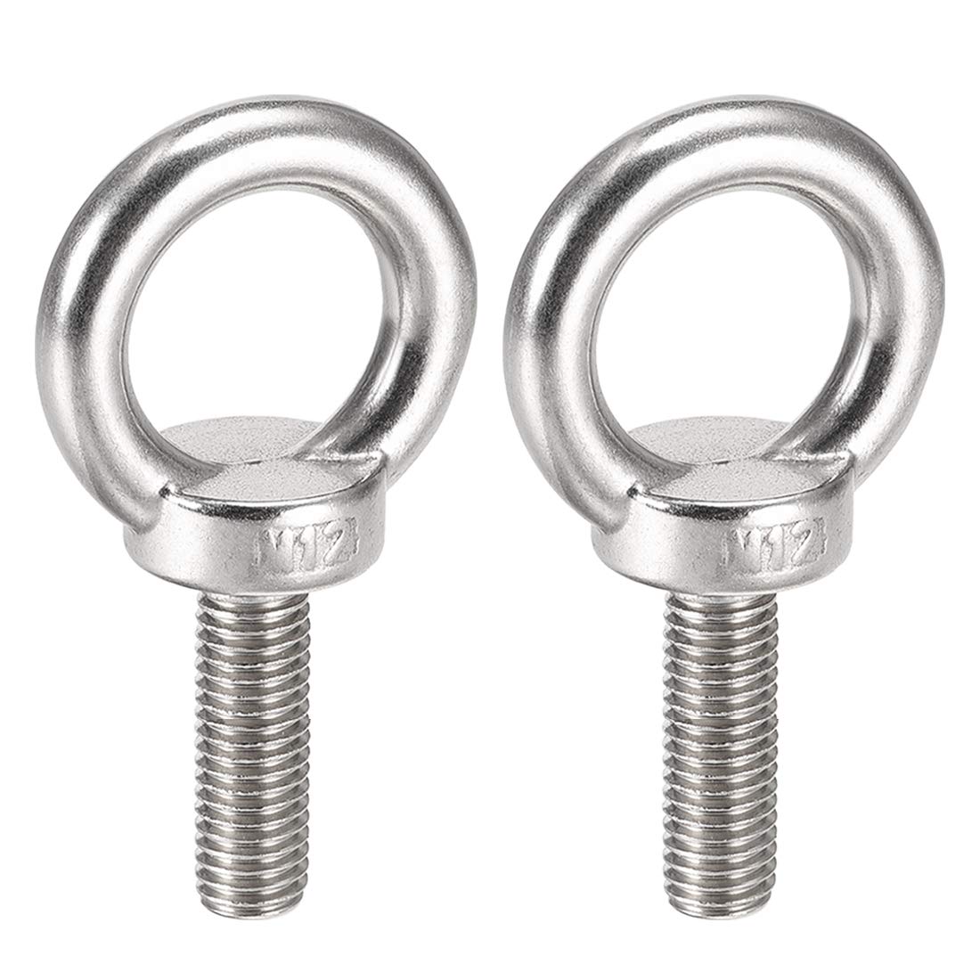 sourcing map 2Stk.Ringschraube M12 x 40mm Außengewinde 304 Edelstahl zum Aufhängen