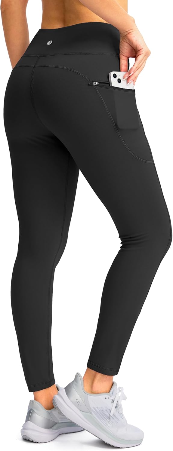 SANTINY Women's Fleece Lined Winter Leggings Water Resistant High Waisted Thermal Hiking Running Warm Pants Women Pockets - Image 3