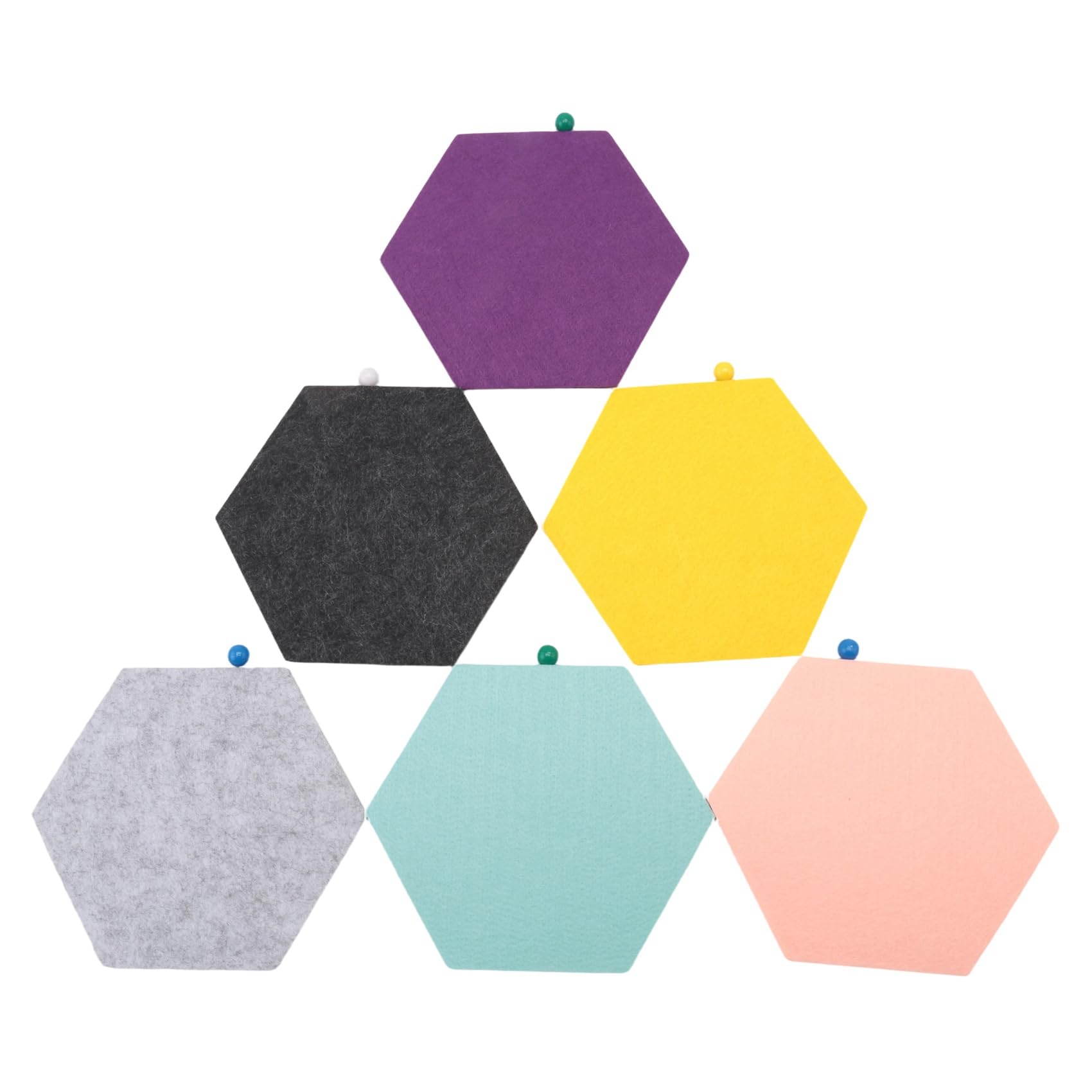 qimoi Set Of 6 Hexagon Felt Pin Board Self Adhesive Bulletin Memo Photo Cork Boards Colorful Foam Wall Decorative Tiles With 6 Pushpins 5.5 x 5 x 0.2 Inches