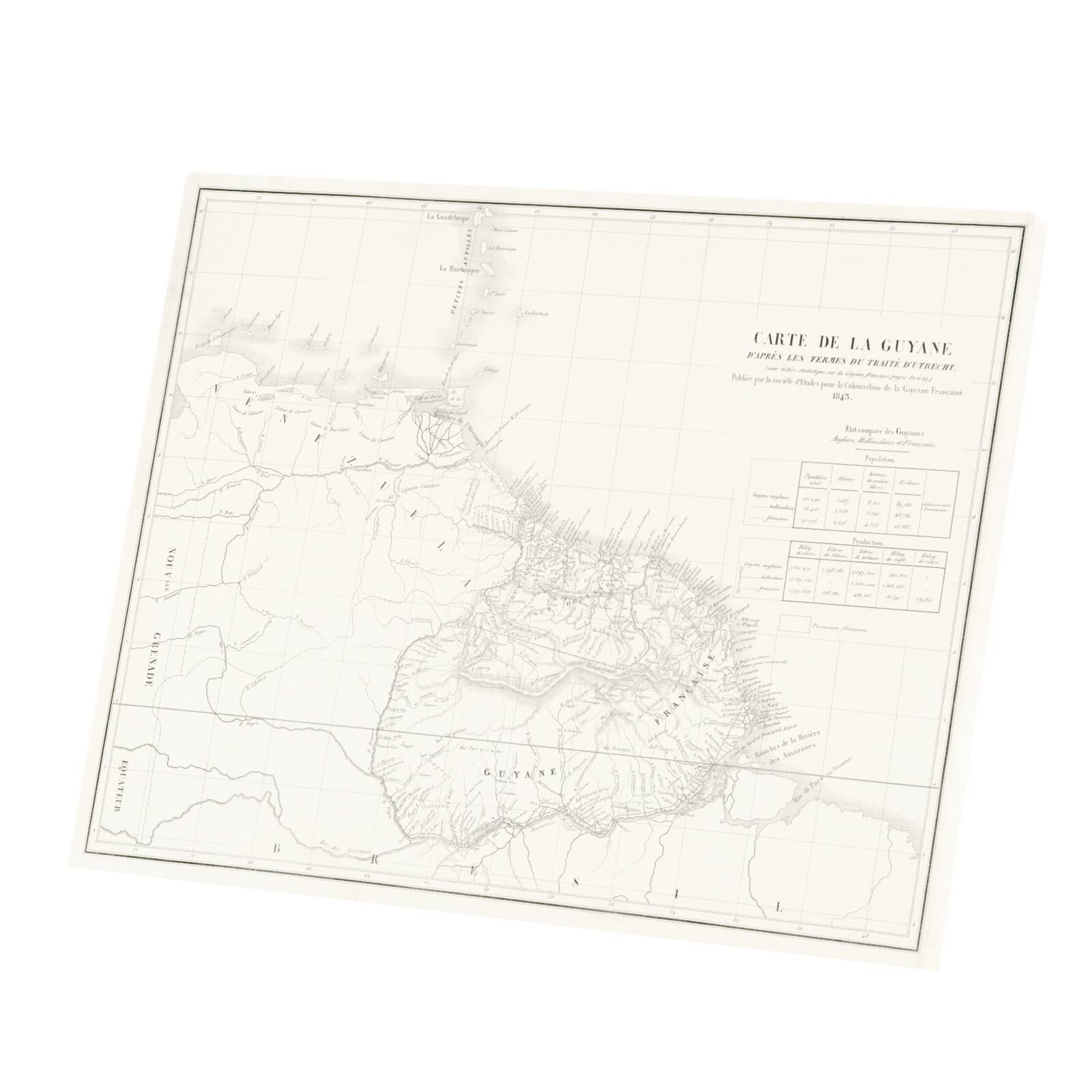 Département carte ancienne Guyane Cayenne - Idée cadeau nostalgie - 4