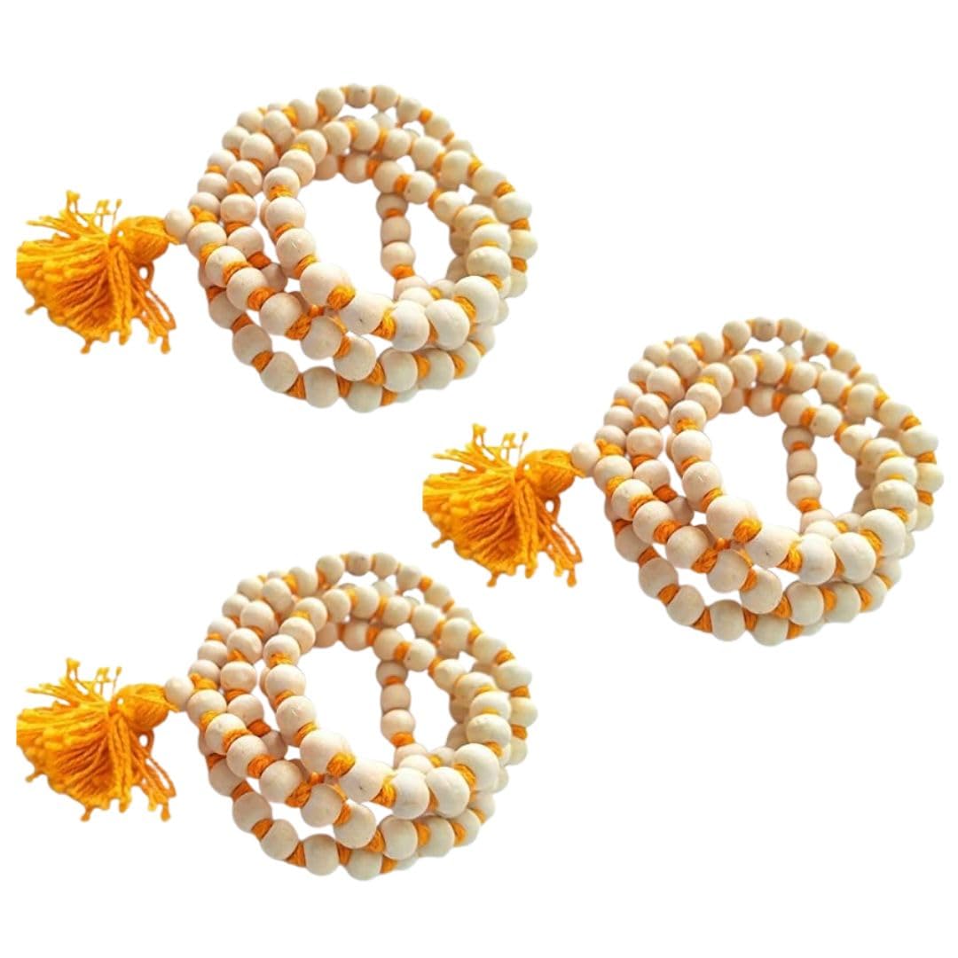Holic Store Tulsi Japa Mala, 108 Wooden Beads, Handmade Prayer Beads with Tassels for Yoga, Meditation, Healing, Relaxation (Pack of 2)