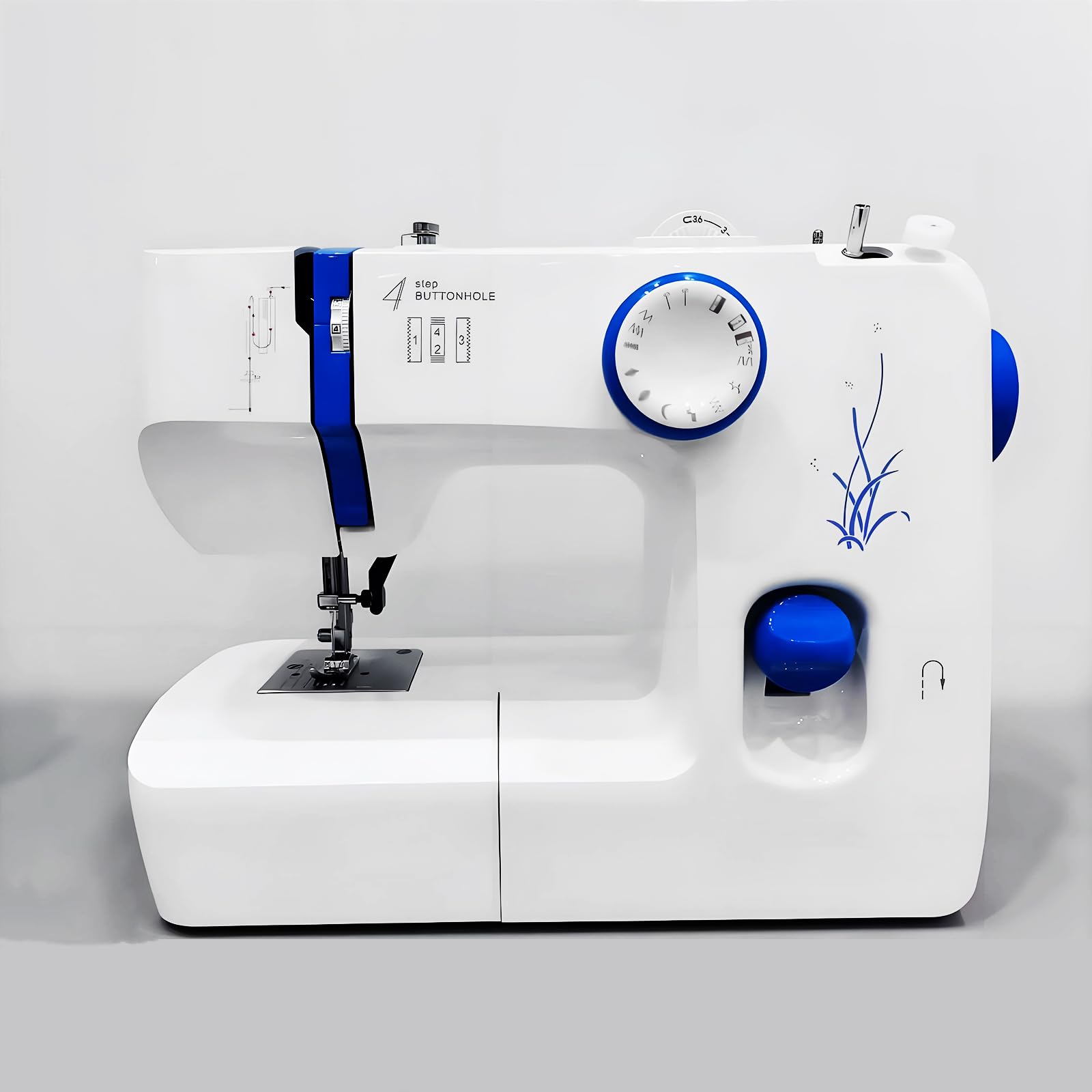 Macchina da cucire con 12 schemi di punto, macchina da cucire elettrica portatile con punto inverso, perfetta per abbigliamento, federe e progetti domestici