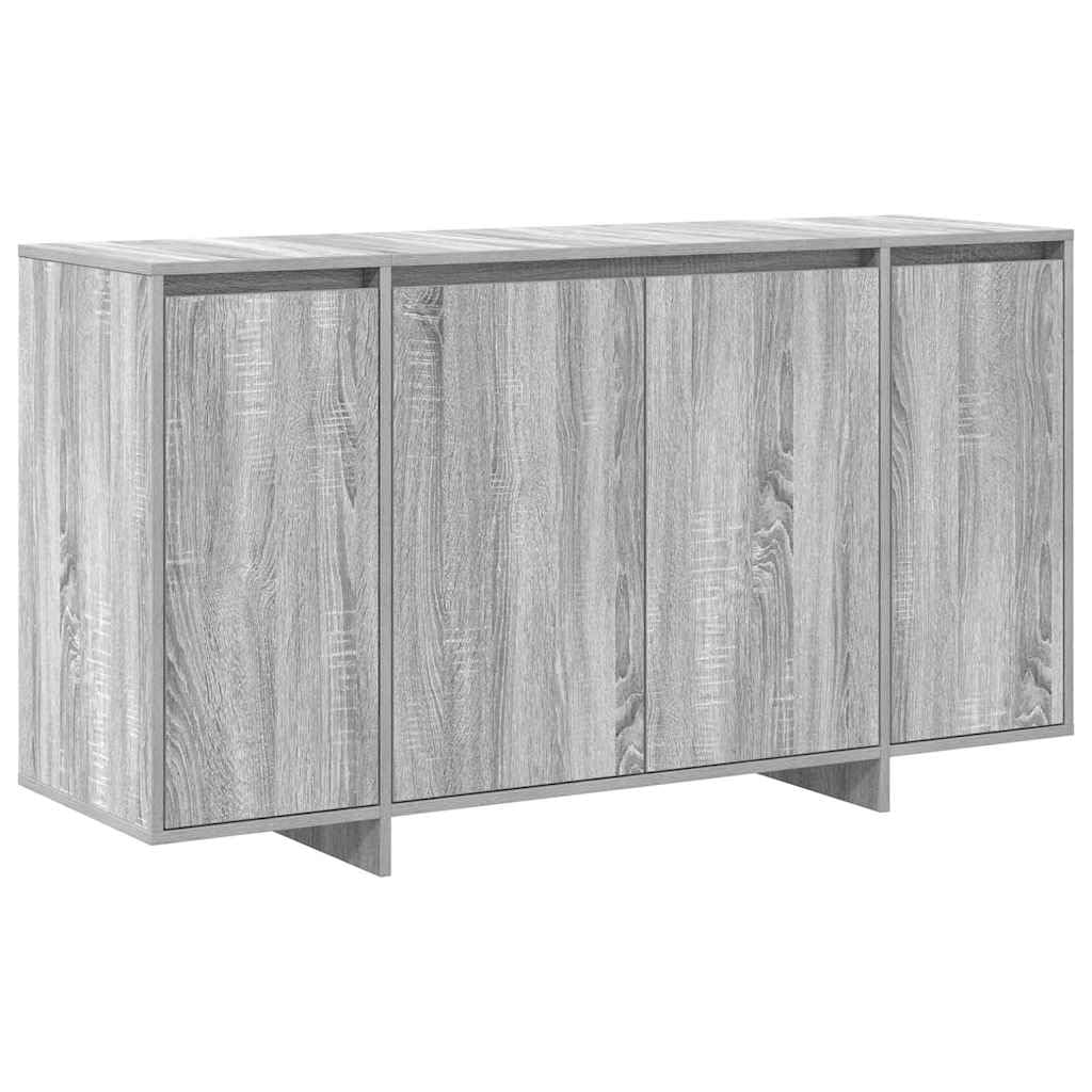 Credenza grigio Sonoma, 135 x 41 x 75 cm, in legno, con 4 ante | Elegante credenza per soggiorno e sala da pranzo: molto spazio grazie ai 4 ripiani con una profondità compatta di 41 cm.