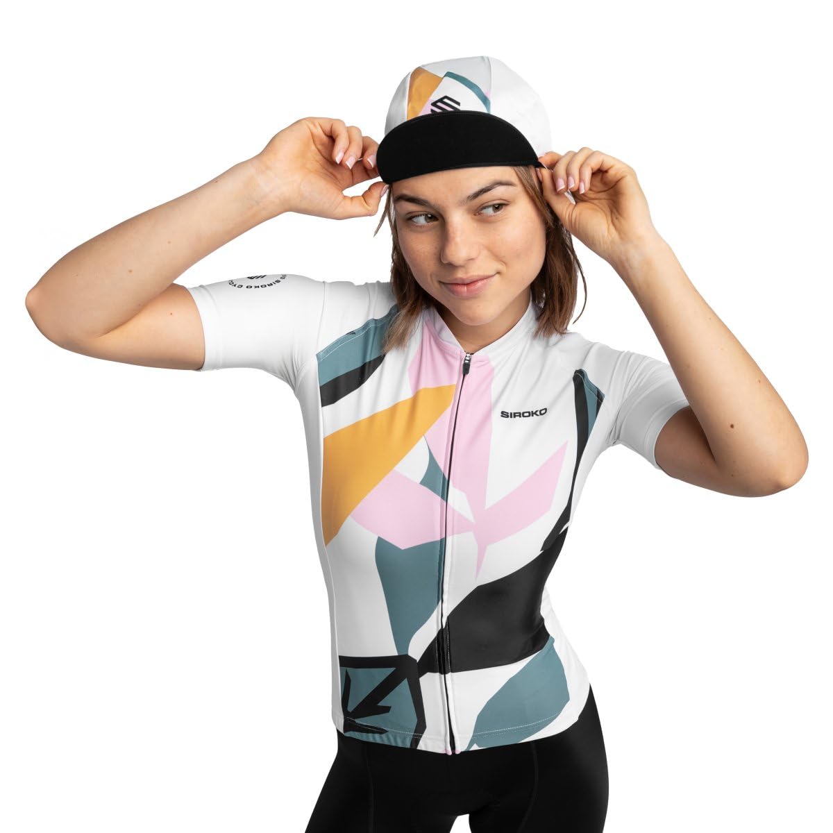 SIROKO - Maillot de Ciclismo para Mujer M2 Pinerolo - L - Blanco/Verde Ceniza/Rosa Chicle