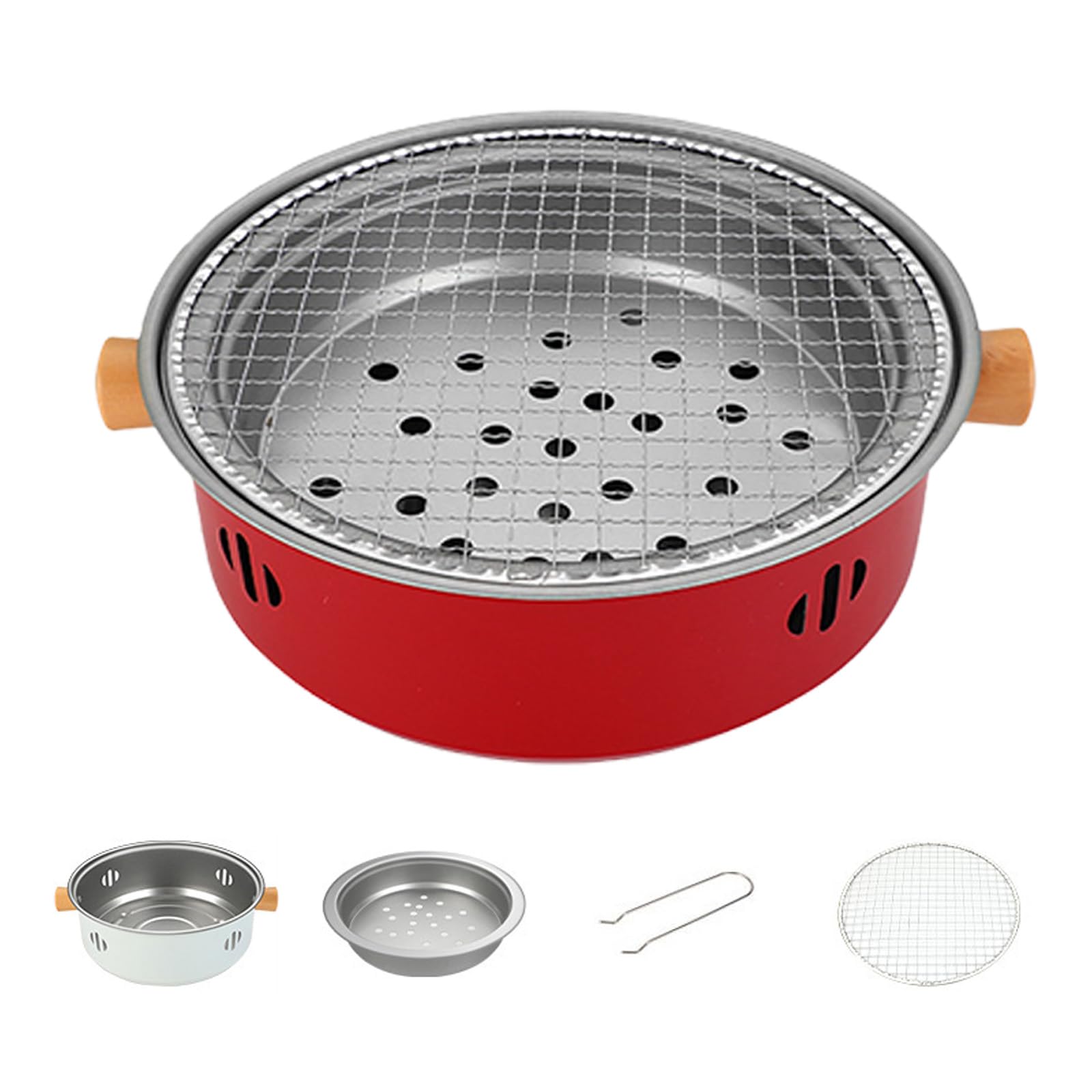 Mllepjdh Red Practical Iron Bbq Grills For Outdoor Cooking With Detachable Design Easy To Clean Multifunctional Kitchen Bbq Accessory Detachable Barbecue Set