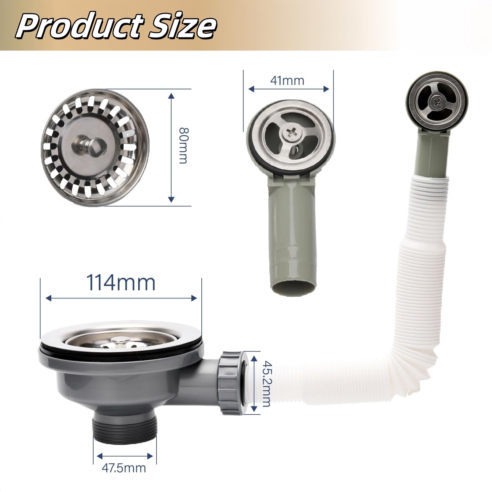 Filtro Per Lavello Da Cucina 114 Mm - Acciaio Inossidabile 304 - Con Troppopieno Rettangolare - Foto 8