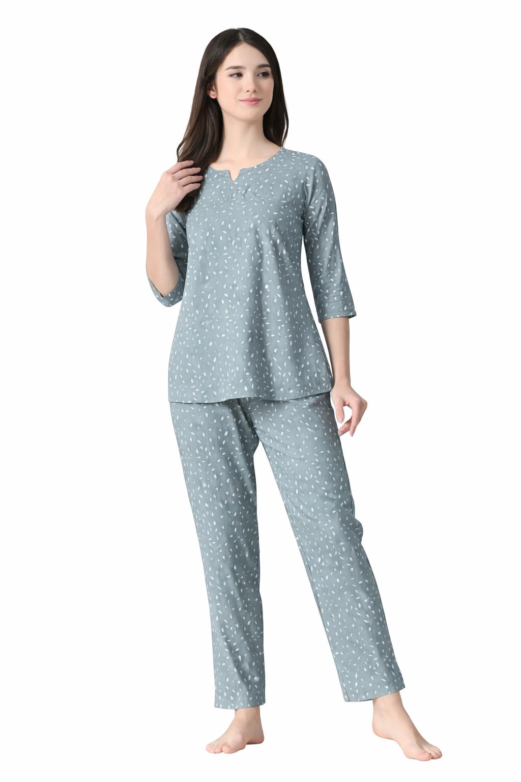 ichaa Women's Printed Rayon Night Wear Top and Bottom Night Suit Set-picture-38
