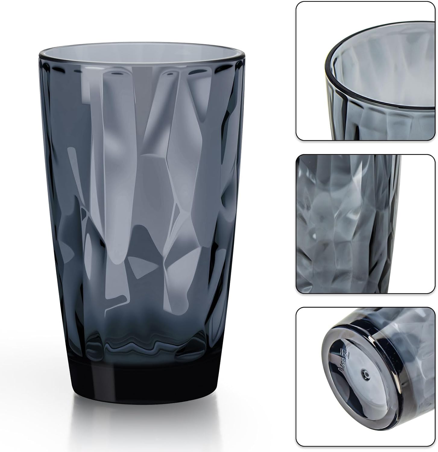 Topsky 16oz Plastic Tumblers Drinking Glasses Set of 4,Gray Acrylic Drinking Cups Wine Glasses Beverage Cups for Daily Use, Poolside, Outdoor&Indoor - Stackable,Dishwasher Safe,Easy to Clean image 3