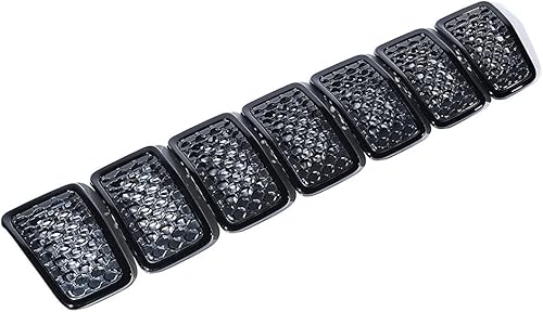 Miniatura 6 de 7 piezas de insertos de rejilla de malla de panal negro mate con recorte negro brillante de repuesto para Jeep Cherokee 2019-2021