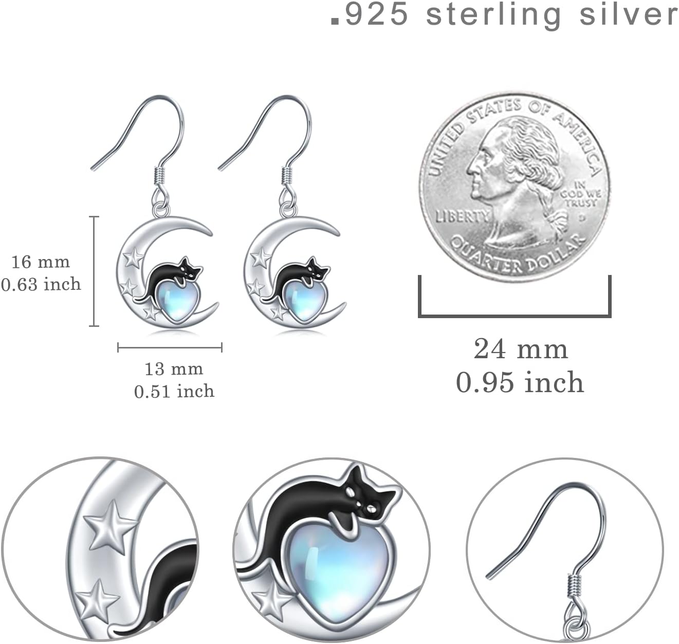 Animal Dangle Earrings Sterling Silver Horse/Axolotl/Wolf/Cat/Owl Dangle Earrings Animal Jewelry Gifts for Women - Image 4