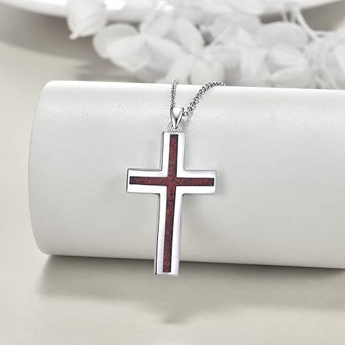 Miniatura 2 de YFN Collar de cruz de plata de ley con colgante de cruz religiosa, regalo cristiano para mujeres y hombres