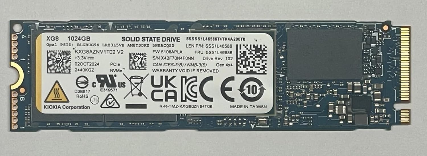 (OEM) NEWKioxia XG8 KXG8AZNV1T02 1TB M.2 SSD PCIe 2280 3.3V