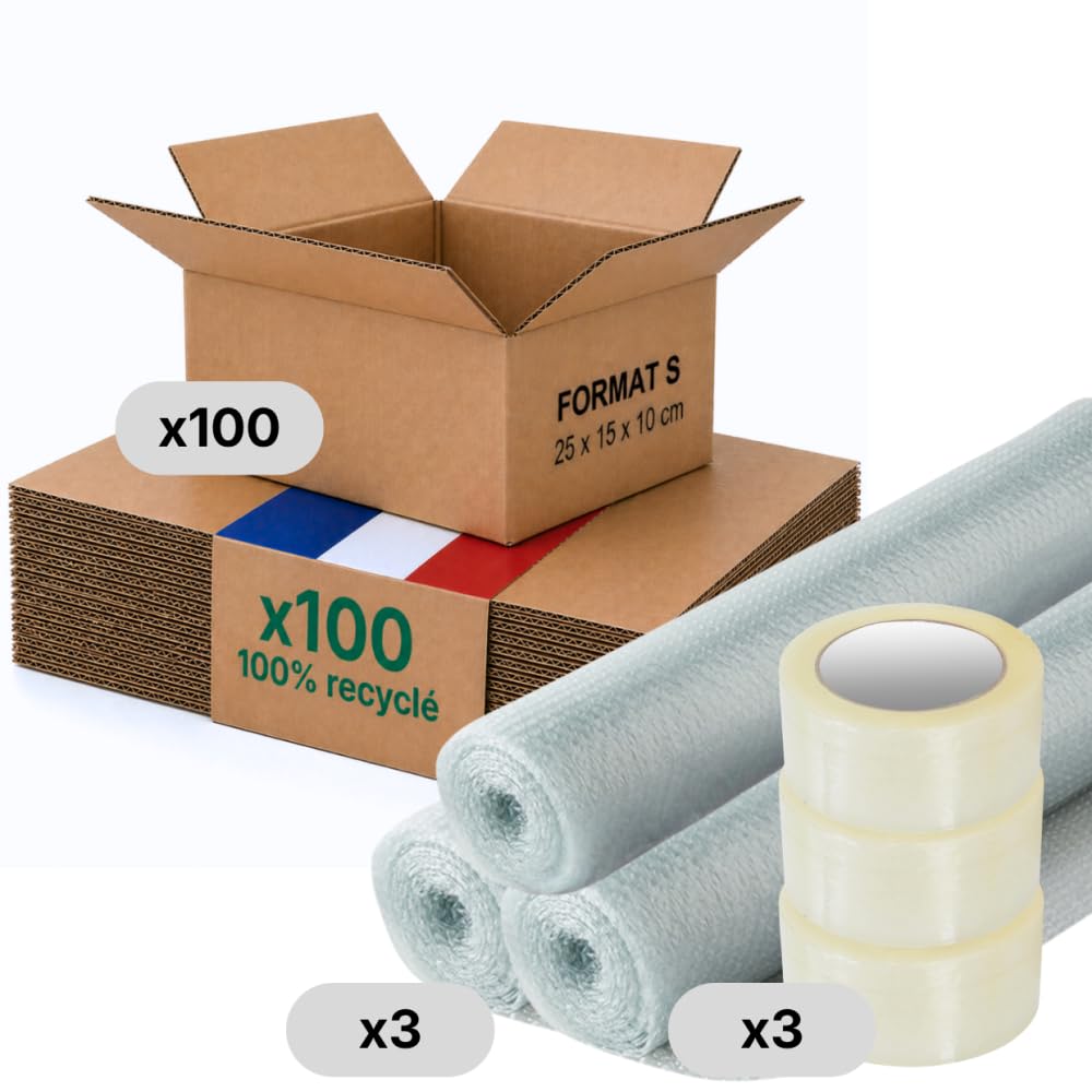 Opakowanie kartonowe S, zestaw 100 folii bąbelkowej + klej, 25 x 15 x 10 cm, wzmocniona, biżuteria, telefony, e-commerce Life Pack