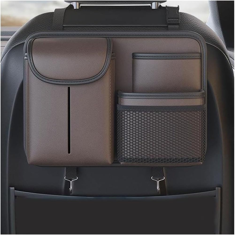 Organizador de Asiento Trasero de Coche para KIA picanto/Morning 2017-2022, Impermeable Protector de Asiento Bolsa de Almacenamiento Coche Universal,B/Brown
