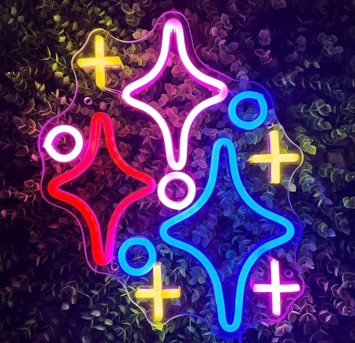 SG PRINT Handmade Twinkle Stars Neon Sign,Led Shining Star Lights Neon Signs for Wall Decor, Game Room Family Birthday Bar Party Night Light Gift for Kids Boys(10.2 * 13in)-image-42