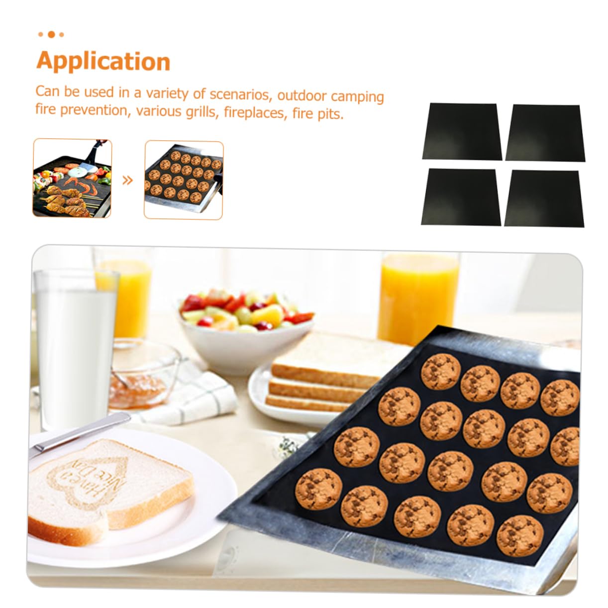 Toyvian 2 Sätze Ptfe Grillmatte Antihaft Baking Sheets Für Bbq Grill Wiederverwendbar Hitzebeständig Fleisch Gemüse 4 Stücke * 2
