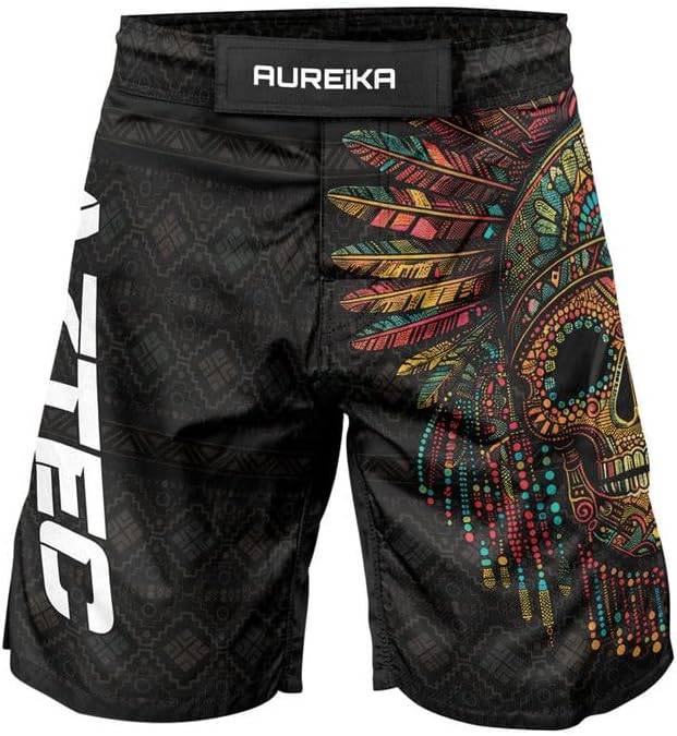 Aztec Men’s Fight Shorts – MMA Jiu Jitsu Combat Shorts Boxing Trunks for Training Kickboxing