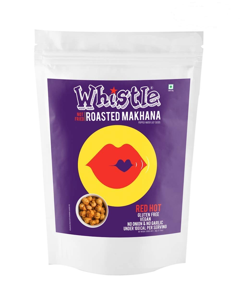 Whistle Roasted Makhana, Red Hot, 60gms/Pack (Pack of 3) Gluten Free, Vegan, Crunchy, Healthy