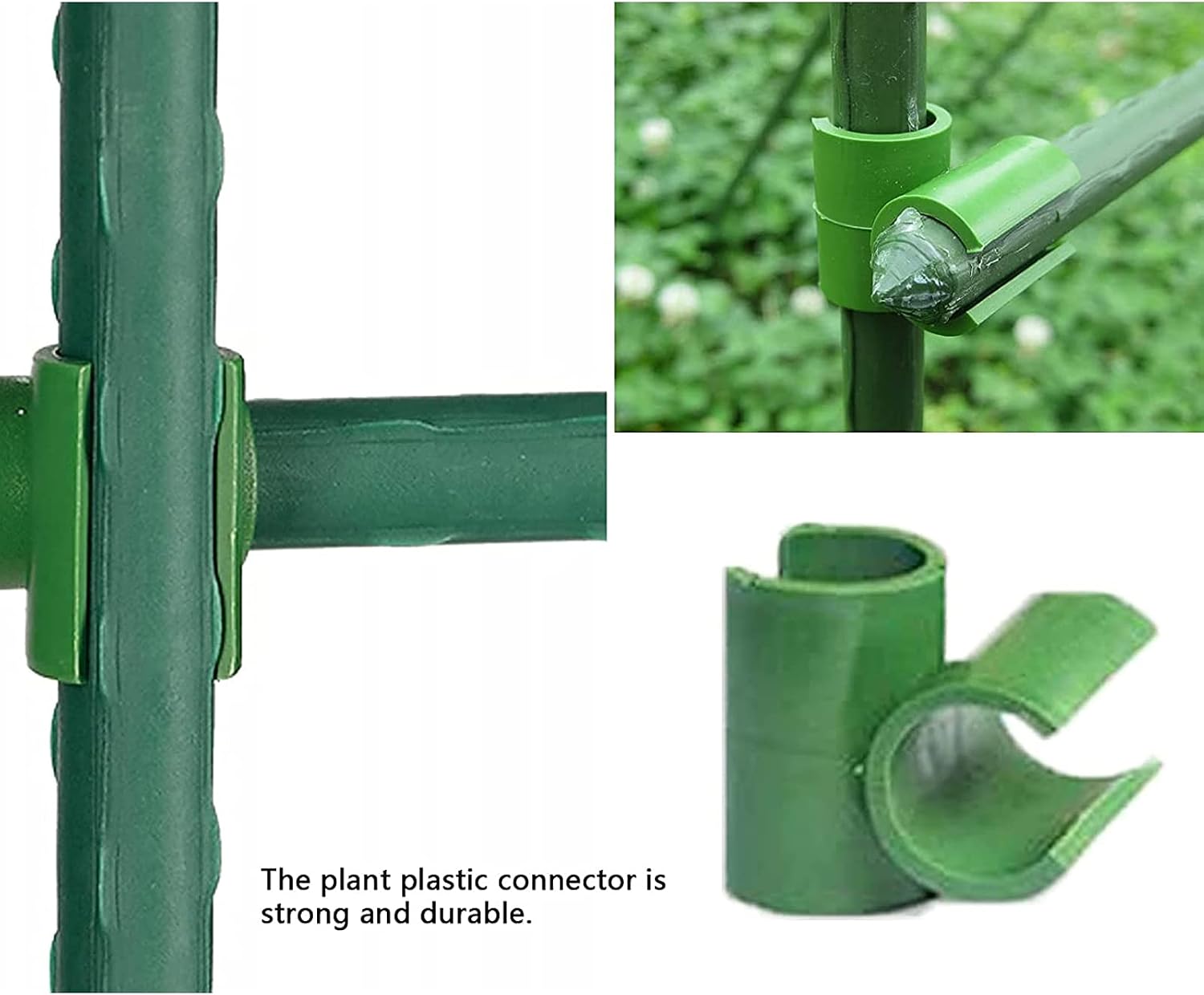 Otzoan 60 Pieces Plant Trellis Connector Clip Universal Garden Plastic Connector Connecting Joint Buckle Clips for Gardening Stakes Metal Steel Plant Supports Climbing Tube Support - Image 4