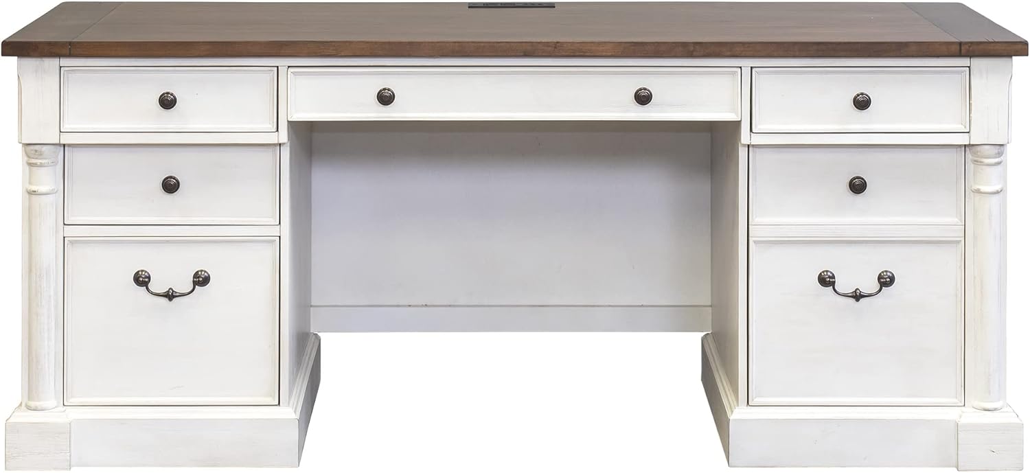 Martin Furniture Rustic Wood Credenza, Office Desk, Writing Table, White