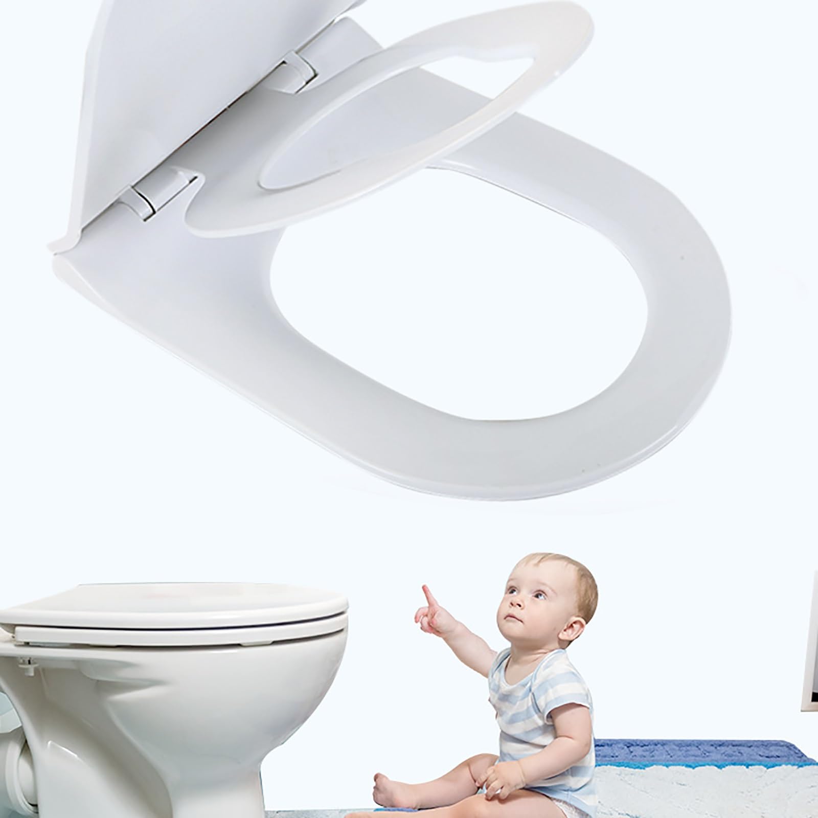 Asiento de Inodoro con Cierre Suave, Tapa de Inodoro Familiar en Forma de U de PP, con Orinal Infantil Incorporado, Fácil de Limpiar, para Baño y Hogar