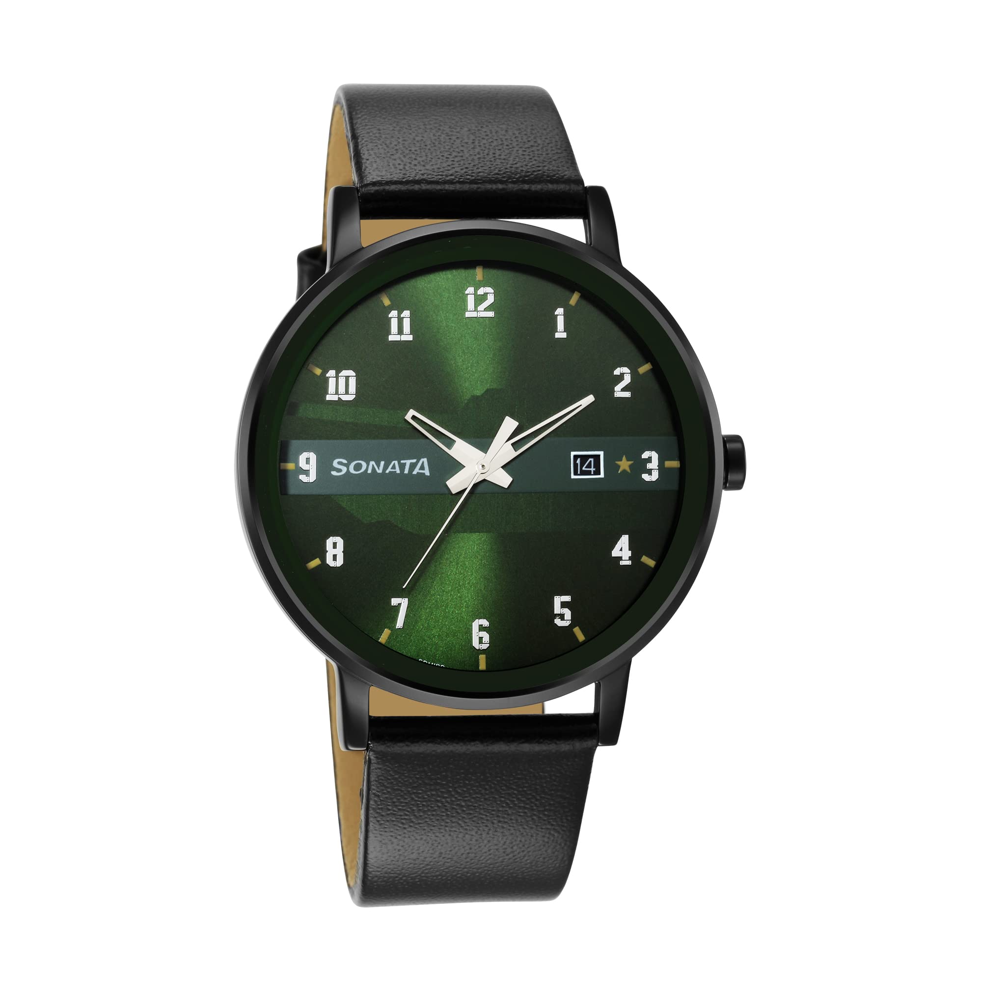 Sonata Force Quartz Analog with Date Green Dial Leather Strap Watch for Men-NR7131NL05 (B09NM28SVL) Amazon Price History, Amazon Price Tracker
