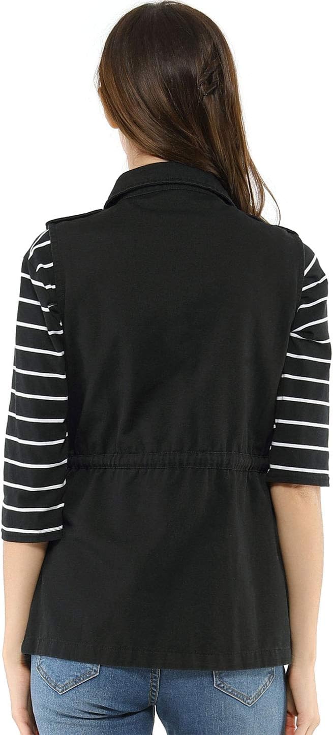 Allegra K Women's Zip Up Sleeveless Jacket Utility Anorak Outwear Cargo Vest - Image 5