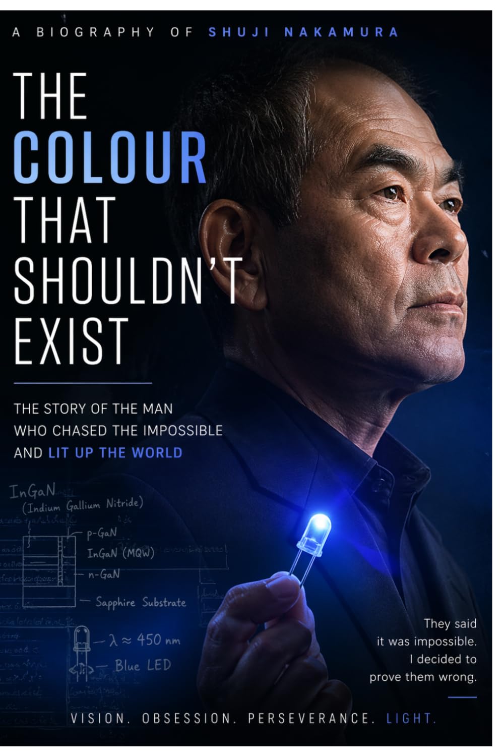 THE COLOR THAT SHOULDN’T EXIST: The Impossible Blue: The Remarkable Story of Shuji Nakamura, the Man Who Made Blue Light Possible