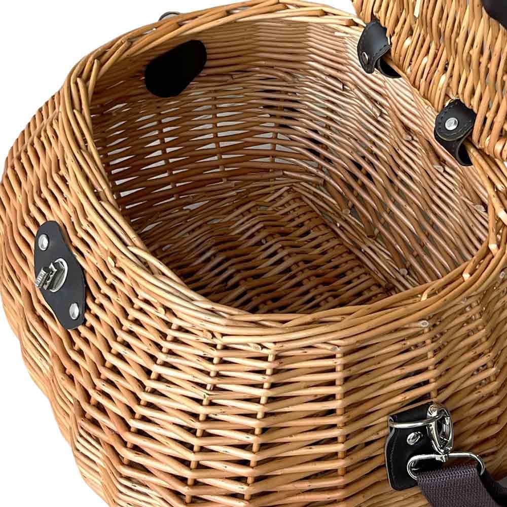 Cesto Funghi Lux in Vimini con Tracolla Regolabile 32×27×h26 cm — Raccolta Castagne Tartufi Frutti di Bosco — Cestino Leggero Naturale