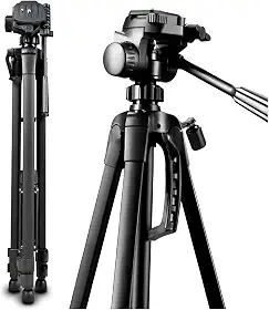 Tripé Profissional Universal 1,80 Metros Preto 360° para Câmeras Fotográficas com Suporte de Celular e Bolsa