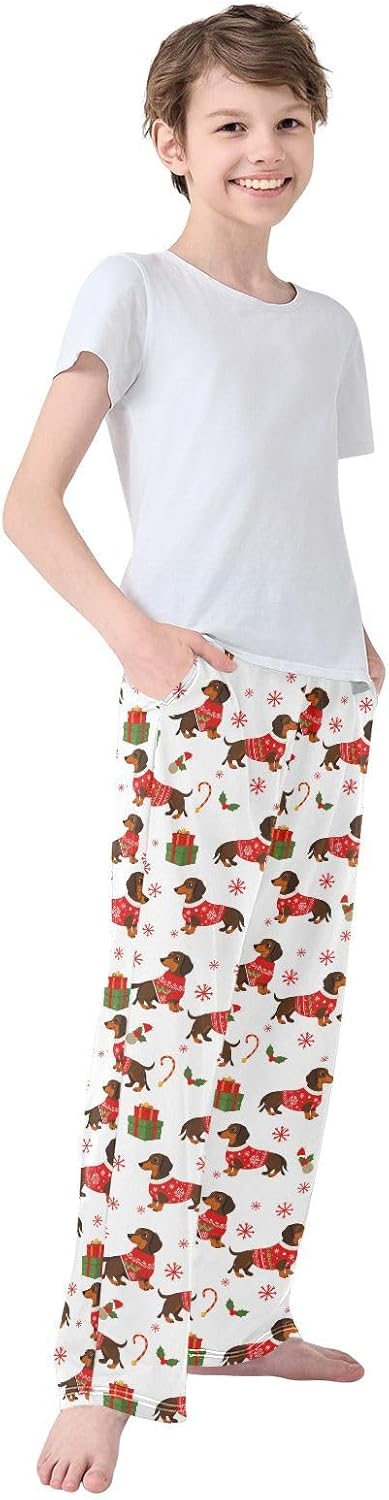 Pfrewn Christmas Winter Pajama Pants Xmas Pattern Long Sleep Lounge Bottoms for S-XL - Image 7