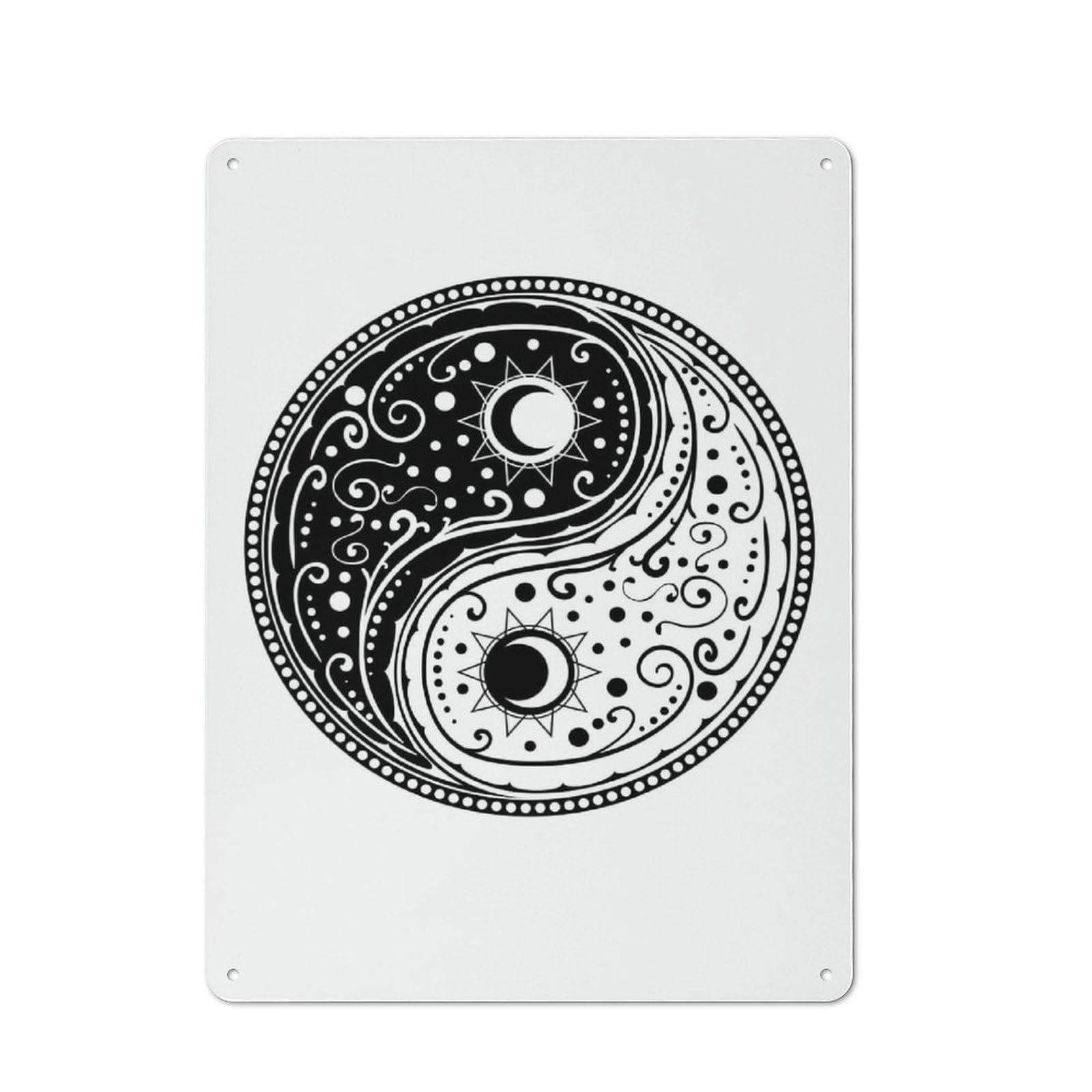 Kitchen Metal Sign with Yin Yang Paisley Design Design 40x30cm, Cosy Kitchen Wall Decor for Bakery, Diner, Cafe Or Family Room