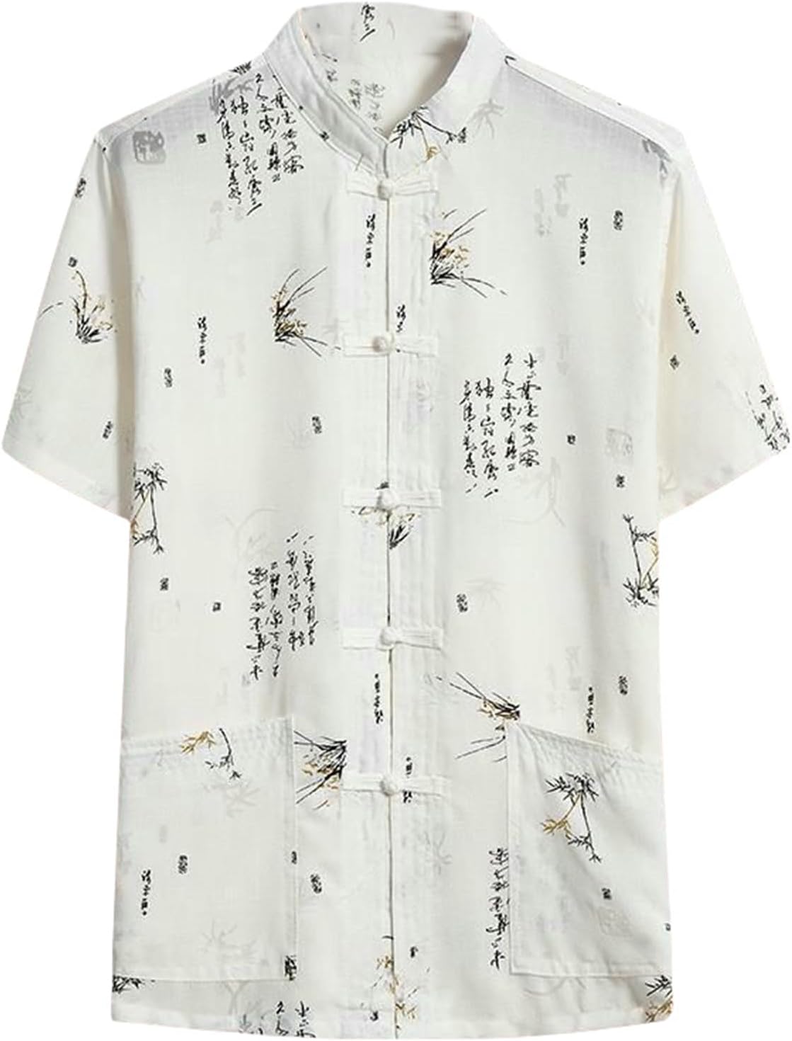 Men's Summer Retro Chinese Style Casual Linen Cotton Tang Suit Shirt