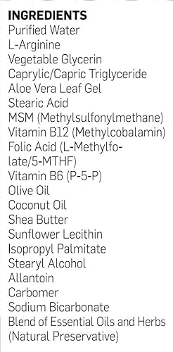 Miniatura 3 de BIOLABS PRO INNERGIZE B12 Cream - B12 tópico totalmente natural con B6 y 10% L-Arginina - Soporte neurológico avanzado y previo al entrenamiento -