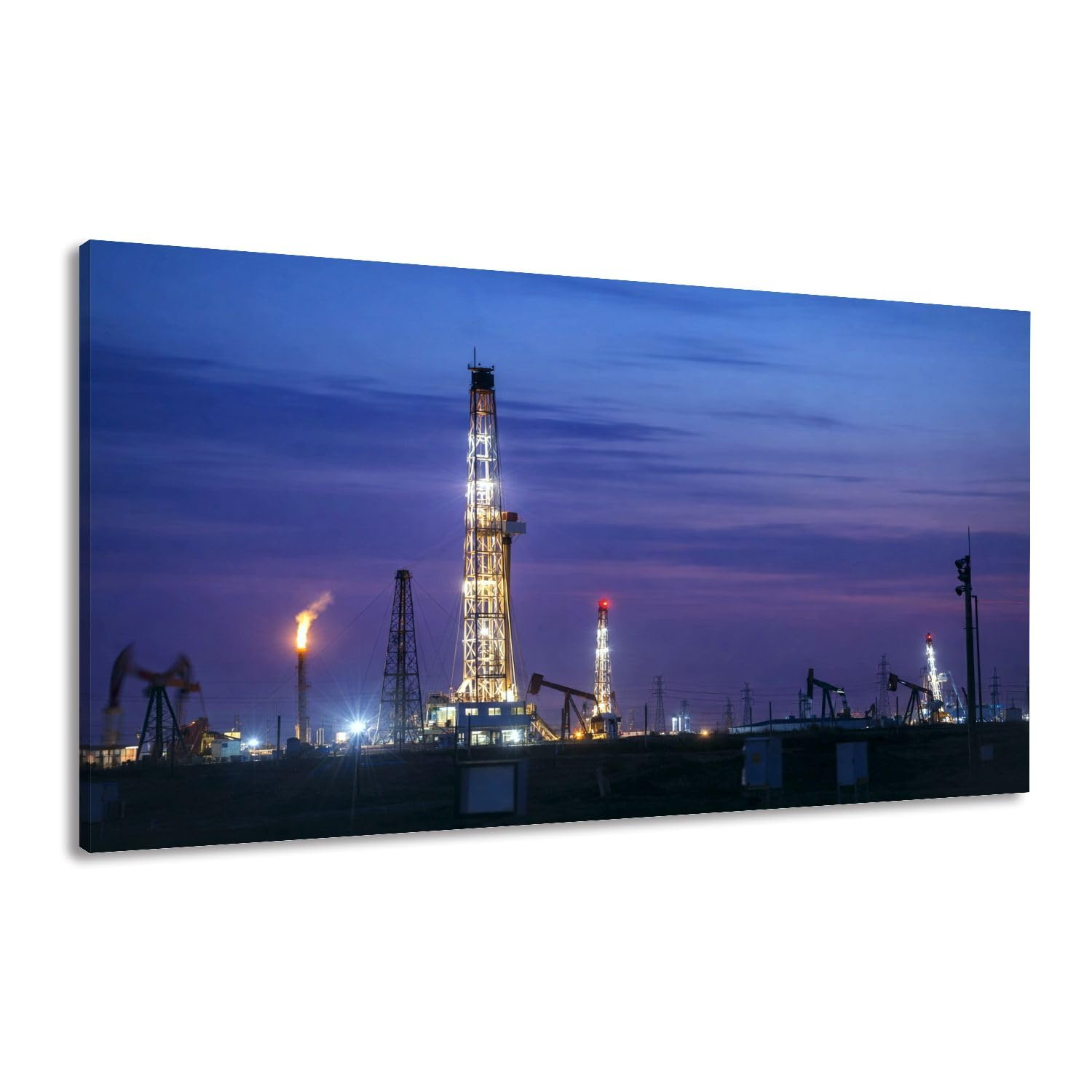 Canvas Wall Art Prints oilfield derrick s pictures Large Framed Artwork Wall Paintings Pictures Posters 24"x48" Home Decor for Living Room Office Bedroom