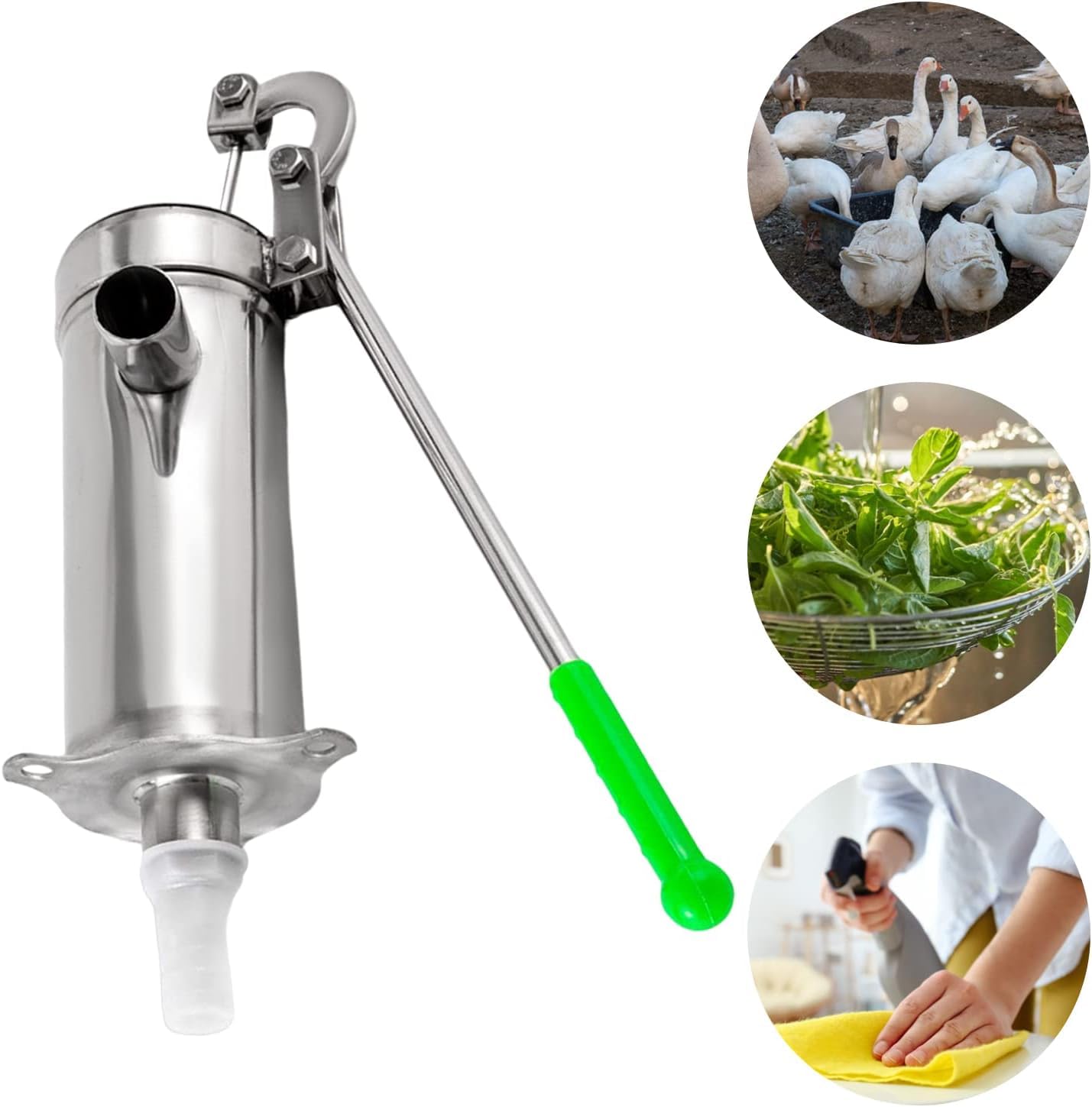 Bomba de Agua Manual de Acero Inoxidable para pozos Poco Profundos, extracción Manual de Aguas subterráneas en Jardines, Granjas y Parques.