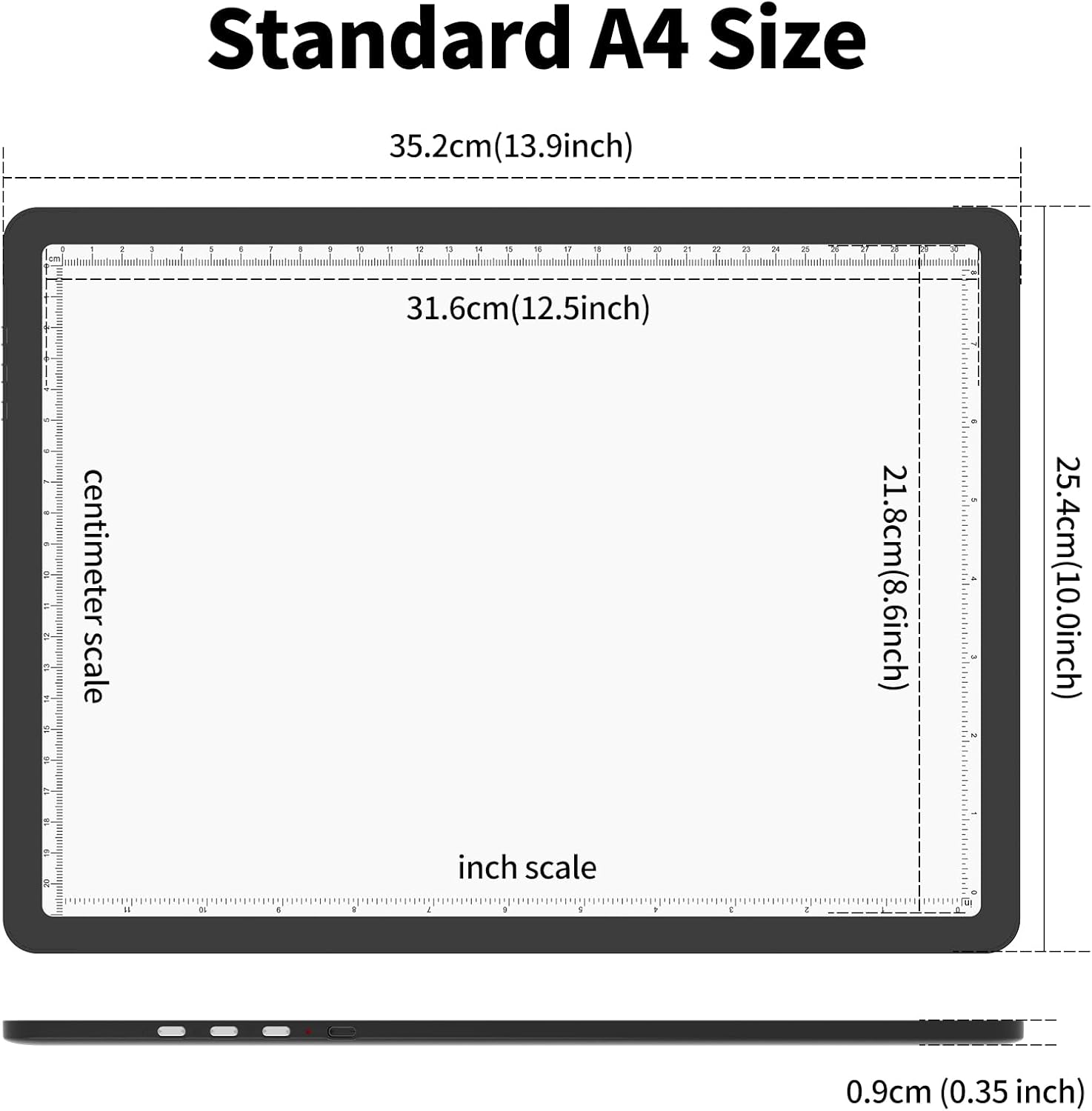 TOHETO Rechargeable A4 Light Pad for Diamond Painting, Ultra Bright Tracing Light Box for Drawing, Wireless Lightbox for Tracing and Drawing, Cordless Diamond Art Light Board for Sketching (Black)