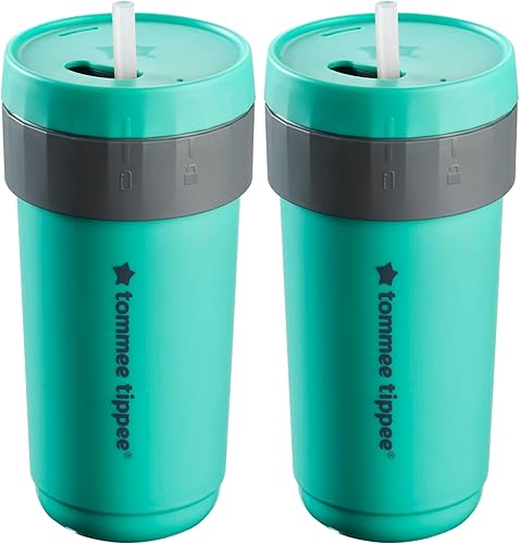 Miniatura 8 de Tommee Tippee Taza 3 en 1, vaso convertible aislado, 18 meses o más, 10 onzas, vaso de entrenamiento para niños pequeños, popote a prueba de fugas,