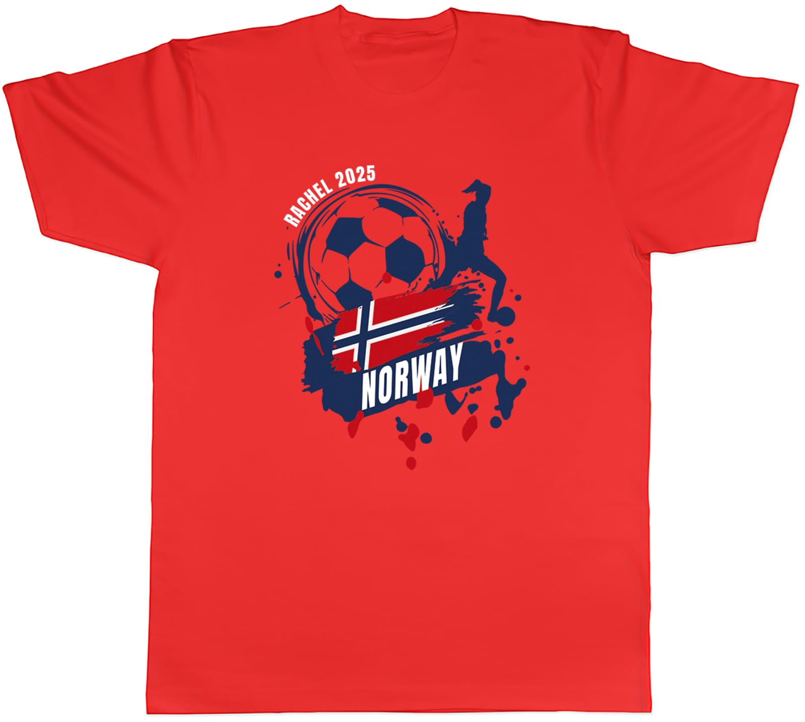 Shopagift Personalised Norway Football Supporter Fan 2025 Mens T-Shirt Tee Red