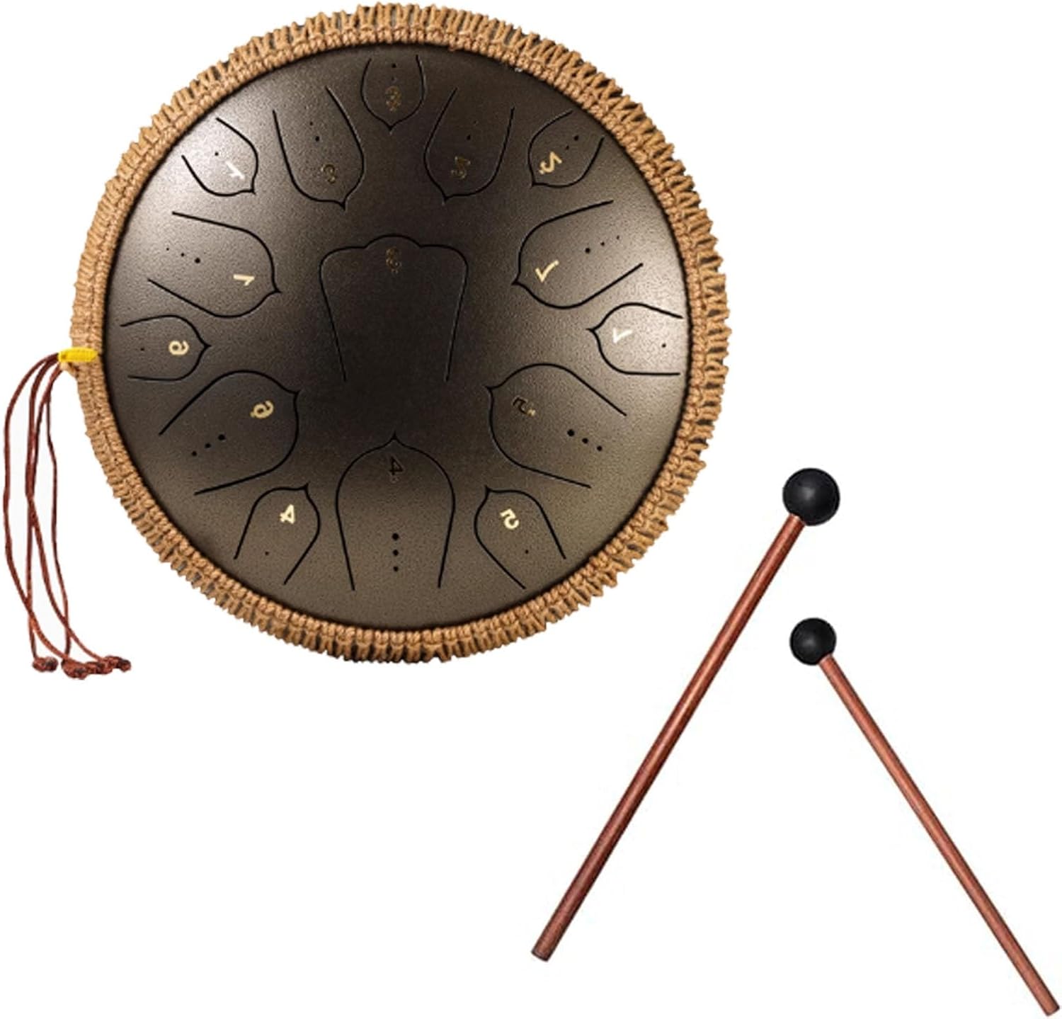 Steel Tongue Drum -13 Inch 15 Notes Steel Handpan Tongue Drum, F Major Hand Pan Percussion Instruments For Adults, Xylophone Mallet Percussion, For Concert Accompaniment(E)