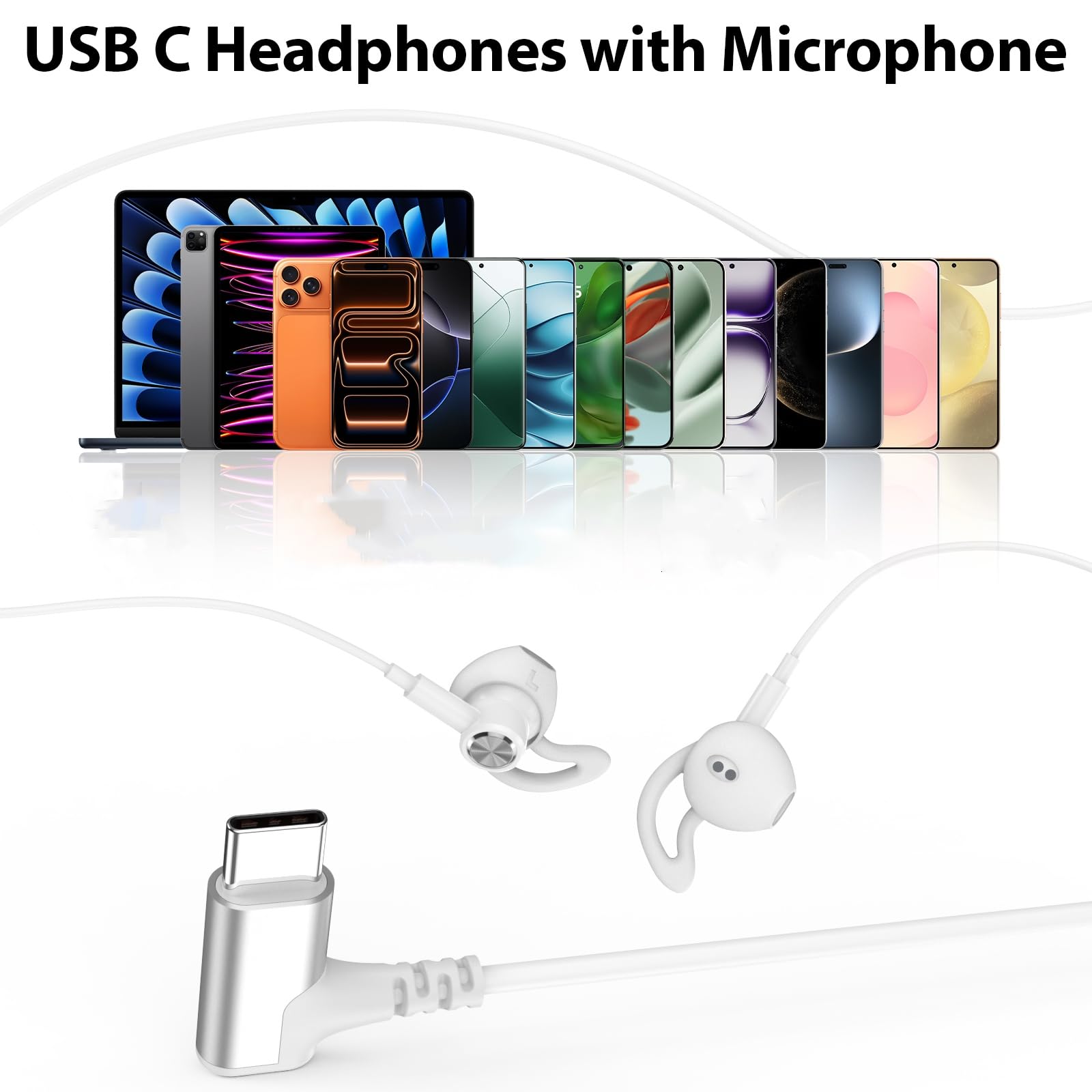 Écouteurs USB-C pour HONOR 400 Smart 5G X9d X8d, Écouteurs intra-auriculaires magnétiques type C Avec microphone et contrôle volume pour Google Pixel 10 9 REDMI Note 15 Pro+ Galaxy S26 S25 A17 A56 A36 - 5