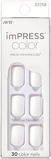KISS imPRESS Color Gel Nail Kit, Frosting, with PureFit Technology, Polish-Free Colour Mani, Includes Prep Pad, Mini File, Cuticle Stick, and 30 Fake Nails